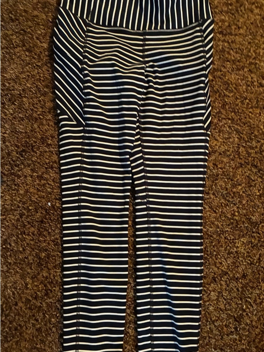 Athleta Navy and White Striped Leggings